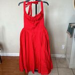 House Of CB  'Adabella' Italian Tomato Cotton‎ Halter Sundress NWOT size L Photo 4