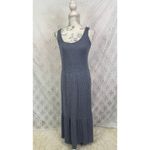 Daily Ritual Cozy Knit Rib Heathered Blue Gray Tiered Tank Dress Size XS Photo 1