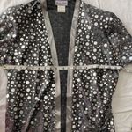 Vintage 1980s 1990s Glitzy Silver Pullover Long Duster Cardigan Disco Top Small Photo 5