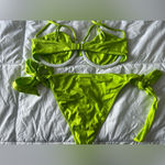 frankie's bikinis Frankie’s Bikinis Neon Green/Slime Hazel Underwire Bikini Top And Tie Up Bottoms Photo 3