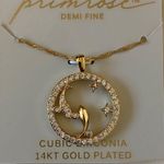 Primrose NWT 18k Gold Plated Cubic Zirconia Zodiac Pisces Coin Pendant Necklace Photo 2