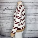 Lou & grey Size XL White & Burgundy Stripe Cowl Neckline Lightweight Sweater Top Photo 2