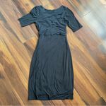 Boden Tencel Lyocell Wrap Short Sleeve Slinky MIDI Dress Black Size 6 Photo 3
