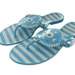 Jack Rogers Women 9 Nautical Blue White Stripe Jelly Sandals Beach Coastal Prep Photo 0