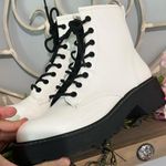 Madden Girl  White Combat Boots Ankle Lace Up Side Zip Booties Women 8 New in Box Photo 10