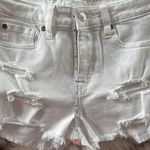 American Eagle  AEO White Distressed High Rise Denim Shortie Shorts Photo 4