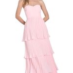 Lulus Pink Tiered Strapless Maxi Dress NWT Size XS Pink Wedding Guest Dress Photo 0