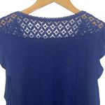 Mason & Belle Mason‎ & Belle Womens Lace Yoke Ruffle Detail Knit V-Neck Davina Top Navy Small Photo 5