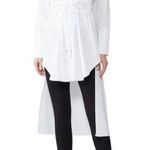 Jil Sander Navy White Woven High Low Drawstring Shirt Size 32 FR / 0 US $733 Photo 0
