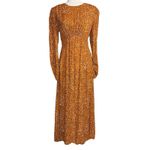 Mango MNG By Large Prairie Tea Dress Long Puff Sleeve Maxi Orange Modest Keyhole Photo 3