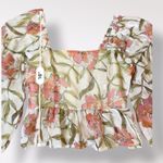 Moodie Floral Smocked Blouse‎ Womens Size XS Cottage Core Cream Pink Photo 2