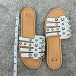 Marc Fisher Tan and White Studded Slide Leather Pava Sandal Flats Photo 9