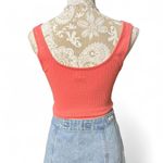 Aerie erie Coral Ribbed Cropped Tank Top Women's Medium – Cotton Blend Stretch Cami Photo 2
