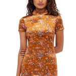 SAVAGE X FENTY PSYCHEDELIC VELVET SLIP DRESS FLORAL SIZE SMALL Brown Photo 0