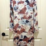 Mauve & Blue Tie Dye Scoop Neck Long Sleeve Bodycon MIDI Side Slit Dress Size XL Photo 1