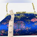 Chinese Embroidered Blue Floral Clutch w/ Detachable Chain Strap Photo 7