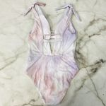 Soluna Tie Dye Ribbed Plunging One Piece Swimsuit Small Multicolor Pastel New Pink Photo 4