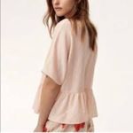 Wilfred Aritzia Macee Blush Pink Flutter Sleeve Peplum Blouse Size M Photo 1