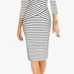Women 3/4 Sleeve Striped Work Wear Business Cocktail Pencil Dress Size X Photo 0