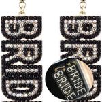 NIB! KIWILEPI Beaded Rhinestone Bride Letter Earrings Photo 2