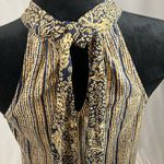 Liver Pool gold and navy Bohemian print sleeveless blouse Photo 6