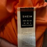 Women's Diamond Square Neck Long Sleeve Pleated Slim Fashion Dress Orange Size M Photo 3