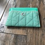 Coach Colored Denim Quilted Essential Card Case, Green Ivy Photo 8