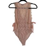 Topshop Blush Pink Plunge Sheer Allover Lace Side Ties Thong Bodysuit Photo 6