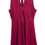 Free People Miss Connections Fuscia Hot Pink Skater Dress 10 Cutout Crochet Trim Photo 5