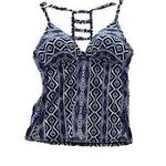 La Blanca Womens Tankini Set Blue White Patterned Padded California Cut Sz 4 Photo 0