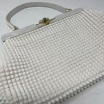 Vintage La Regale White Plastic Pearl Beaded Handbag Purse 60s Regency MCM Photo 1