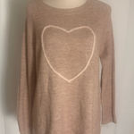 LC Lauren Conrad Lauren Conrad Pink Beige Heart Sweater Metallic Shimmer Tunic Medium Pullover Photo 0