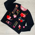 Vintage embroidered beaded long sleeve button front cardigan shirt cotton heart Red Size L Photo 3