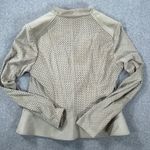 Iris Setlakwe Perforated Suede Moto Jacket Zip Up Women's 8 Beige Long Sleeve Tan Photo 8