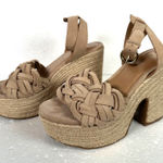 Marc Fisher Odilia Espadrille Platform Sandal Size 6M Brown Braided Ankle Strap Photo 0