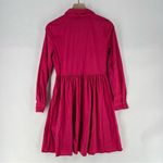 NY&C Pink Cotton Blend Button Front Tie Neck Pleated Fit & Flare Shirt Dress Size XS Photo 1