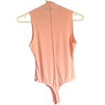 21 Saints Size S Pink Bodysuit Ruffled Mock Neck Textured Semi Sheer T458 Photo 1
