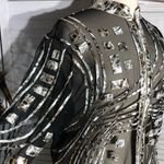 Berek Cocktail Blouse Zippered Sheer Mesh Black Gold Silver 3X Photo 4