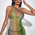 Multicolor green mesh mini dress size small #45 Photo 0