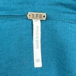 Young Fabulous and Broke YFB | Medium | Deep Teal Asymmetric Hem Ruched Satin Faux Wrap AIMEE Shirt Dress Photo 3