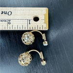 Goldtone Cage Drop Ball Rhinestone Stud Earrings 3D Gold Photo 9
