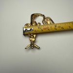 Signed JJ Cat Climbing Bird Cage Stand Gold Tone Brooch Pin Jonette Jewelry Photo 1