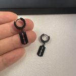 Razor Blade Shape Dangle Drop Earrings for Men Women Punk Hip Hop Unisex Style Black Photo 4