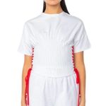 Akira  Read My Thoughts Lace Up Detail T Shirt White size M NWT Photo 11