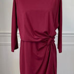 H by Halston  Red Blouson Style Faux Wrap Skirt Dress M Photo 0