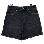 ZARA  High Waisted Loose Fit Classic Cotton Denim Jean Shorts 10 Black #3805 Photo 0