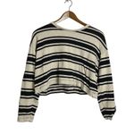 ZARA Black Ivory Striped Cropped Rustic Sweater Photo 3