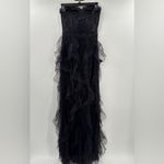 Betsy and Adam  Angelina Long Strapless Mesh Floor Length Ruffle Dress Photo 5