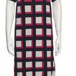Kate Spade  Windowpane Cashmere Wool Blend Print Dress Shift Red & Black Size L Photo 0