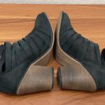 Free People  Hybrid Charcoal Gray Nubuck Leather Strappy Chunky Heeled Booties 37 Photo 5